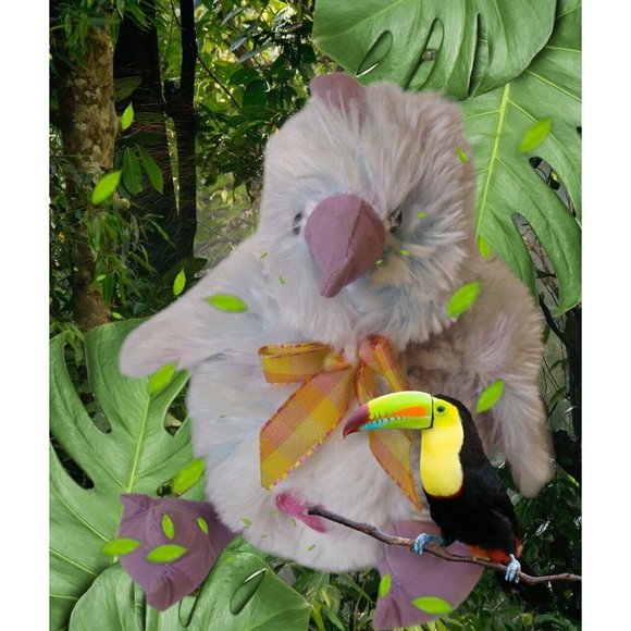 GOFFA Easter Chirping White Baby Bird with Purple Trim & Yellow Paid Bow 6" Toy - Picture 1 of 15